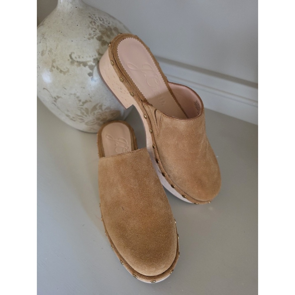 J. Crew Women's Dakota Pecan Suede Clogs Wood Bottom Slip on Size 7 - Picture 2 of 10